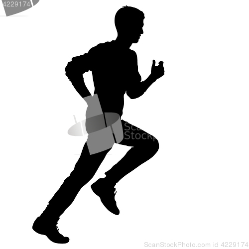 Image of Black Silhouettes Runners sprint men on white background