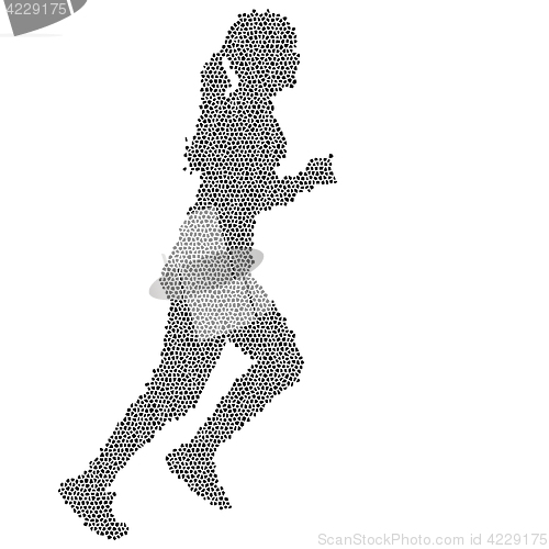 Image of Black Silhouettes Runners sprint women on white background