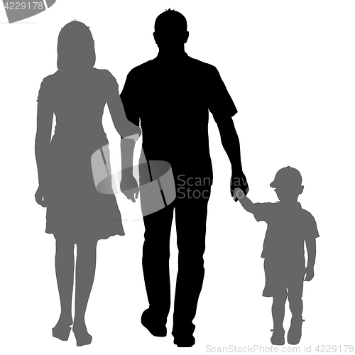 Image of Silhouette of happy family on a white background. illustration.