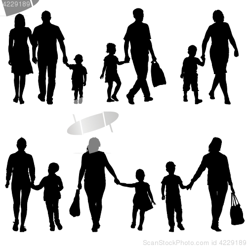Image of Set silhouette of happy family on a white background. illustration.