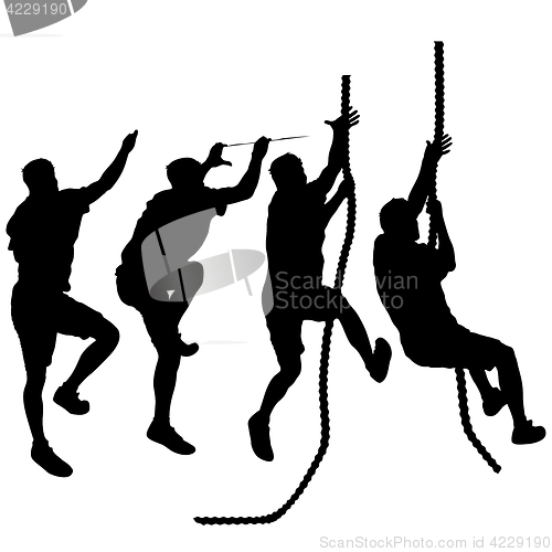 Image of Set Black silhouette rock climber on white background