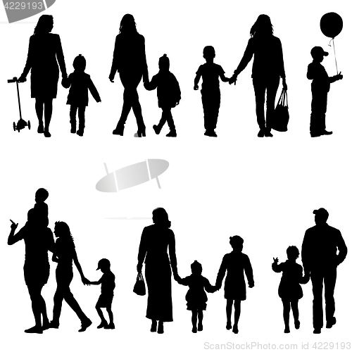 Image of Set silhouette of happy family on a white background. illustration.