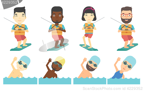 Image of Vector set of water sport characters.