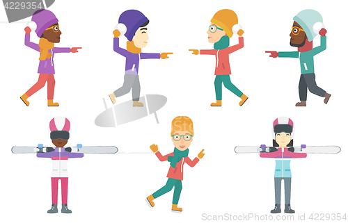 Image of Vector set of winter sport characters.