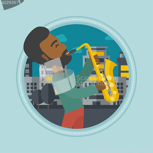 Image of Musician playing saxophone vector illustration.