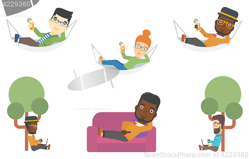 Image of Vector set of tourists and business characters.