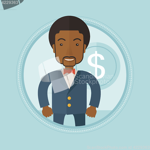 Image of Successful businessman with dollar coin.