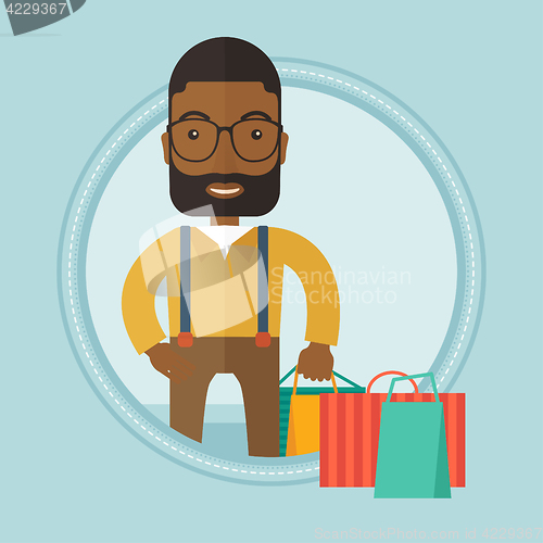 Image of Man with shopping bags vector illustration.