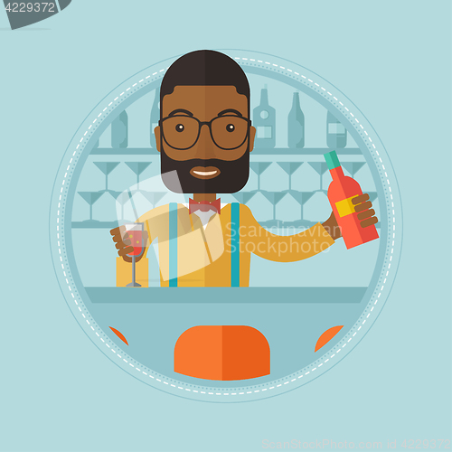 Image of Bartender standing at the bar counter.