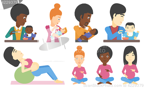 Image of Vector set of pregnancy and parenthood.