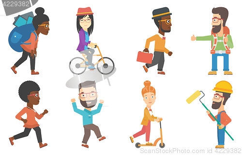 Image of Vector set of tourists and business characters.