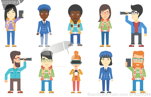 Image of Vector set of tourists and business characters.