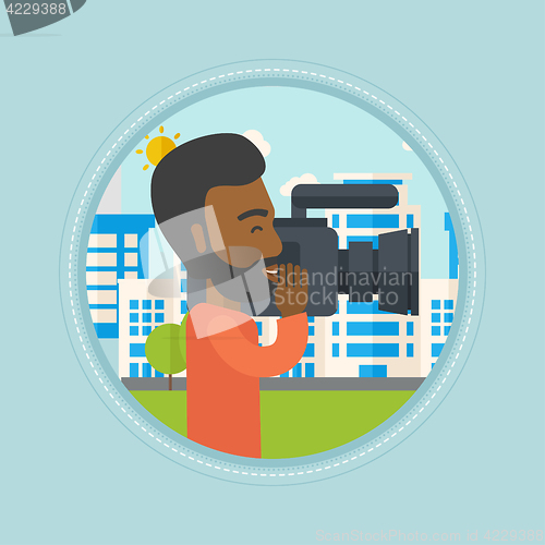 Image of Cameraman with video camera vector illustration.