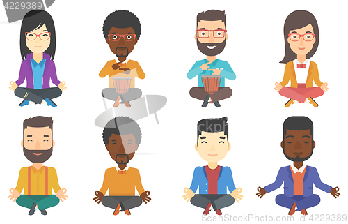 Image of Vector set of musicians and business characters.