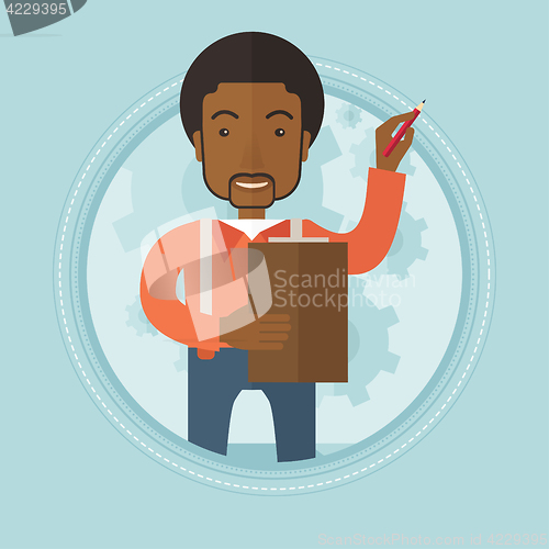 Image of Businessman drawing cogwheels vector illustration.