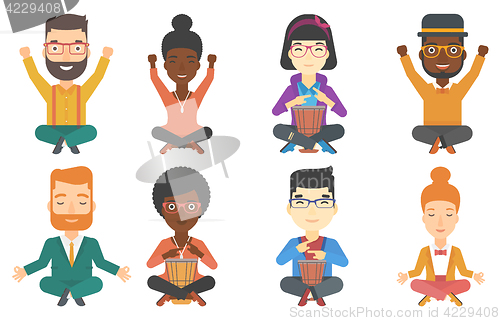 Image of Vector set of musicians and business characters.