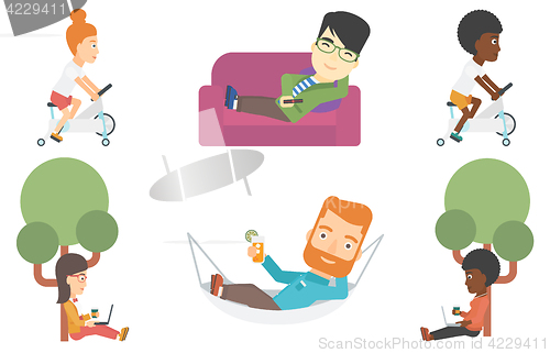 Image of Vector set of sportsmen and business characters