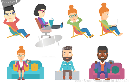 Image of Vector set of business characters and tourists.