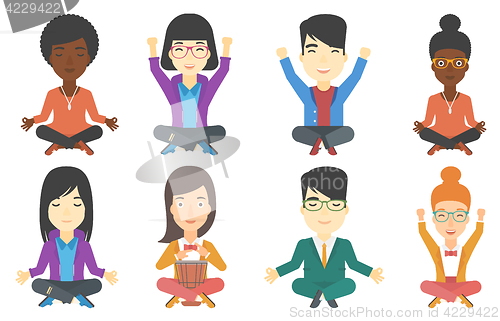 Image of Vector set of musicians and business characters.