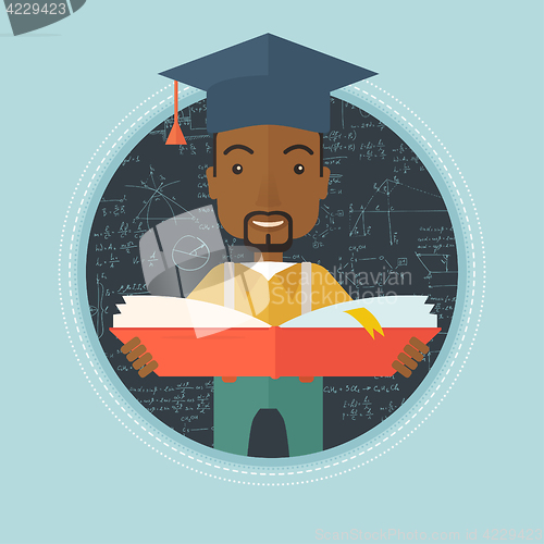 Image of Graduate with book in hands vector illustration.