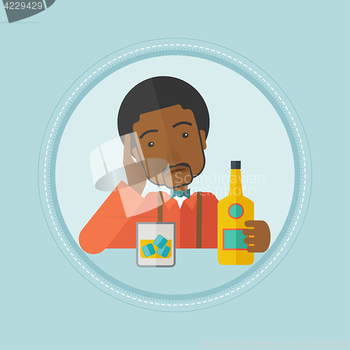 Image of Man drinking alone at the bar vector illustration.