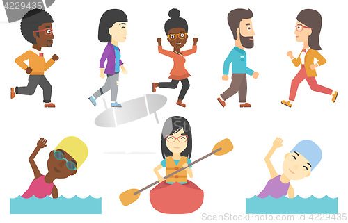 Image of Vector set of business and sport characters.