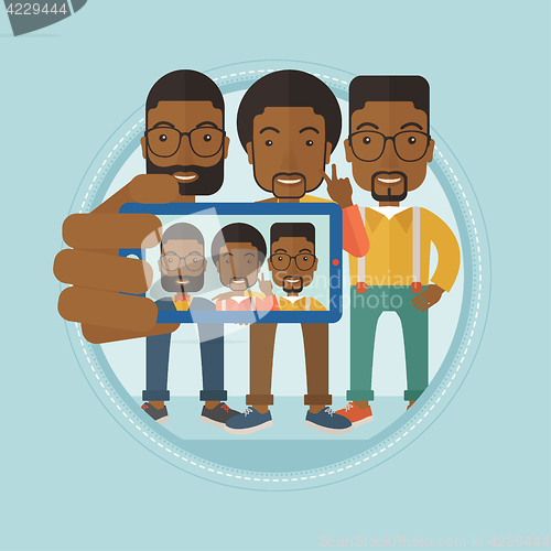 Image of Friends making selfie vector illustration.