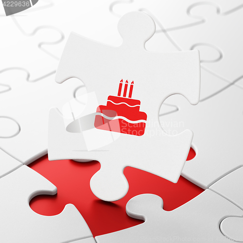 Image of Entertainment, concept: Cake on puzzle background