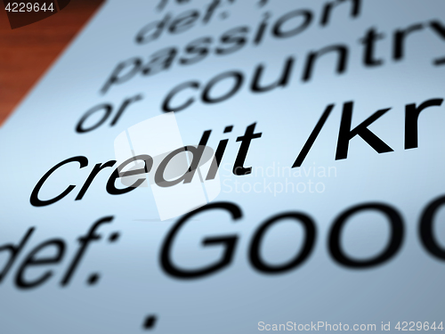 Image of Credit Definition Closeup Showing Cashless Payment