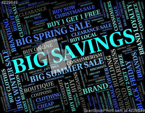 Image of Big Savings Represents Text Huge And Growth