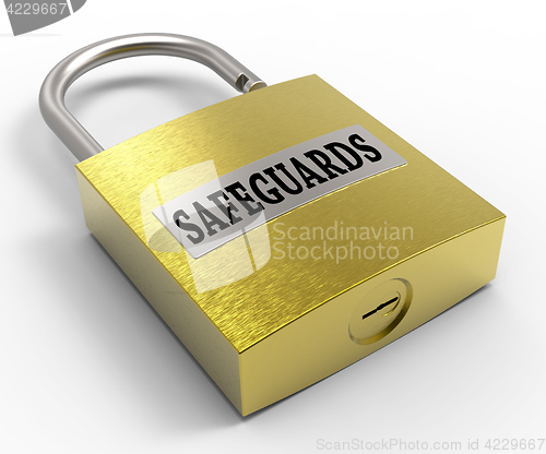 Image of Safeguards Padlock Indicates Protect Unlock And Protection 3d Re