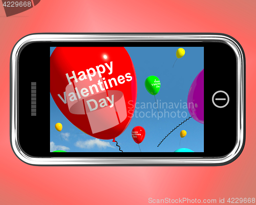 Image of Happy Valentines Day Balloons On Mobile Show Love