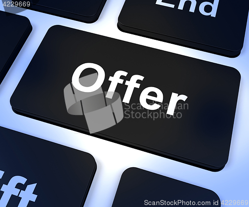 Image of Offer Computer Key Showing Discounts Reductions Or Sales