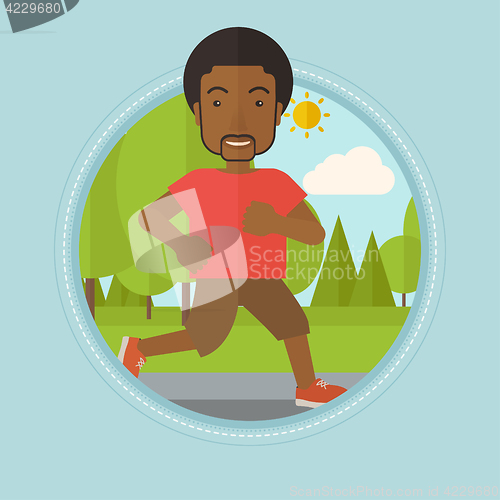 Image of Young man running in the park vector illustration.