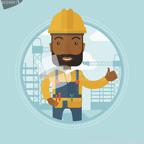 Image of Builder giving thumb up vector illustration.