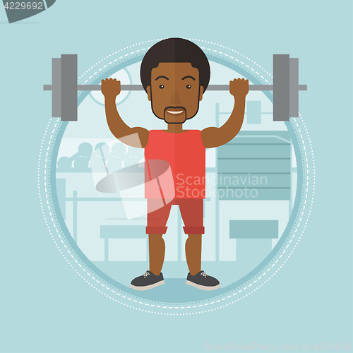 Image of Man lifting barbell in the gym vector illustration