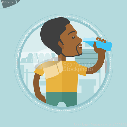 Image of Sportive man drinking water vector illustration.