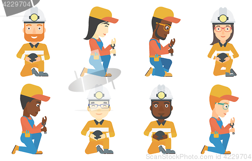 Image of Vector set of miner and plumber characters.