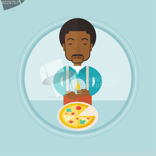 Image of Man suffering from heartburn vector illustration.