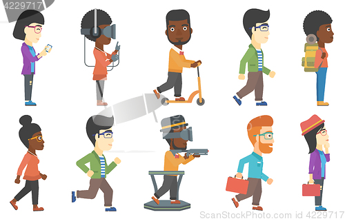 Image of Vector set of tourists and business characters.