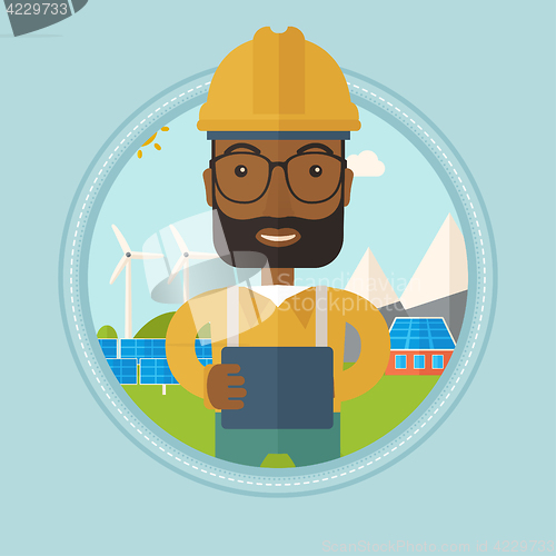 Image of Male worker of solar power plant.