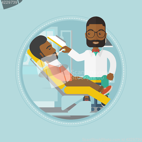 Image of Patient on reception at the dentist.