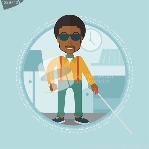 Image of Blind man with stick vector illustration.