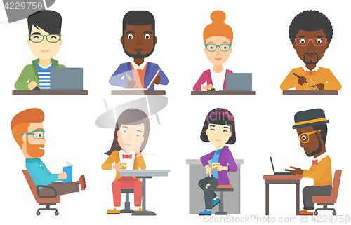 Image of Vector set of bar customers and office workers.