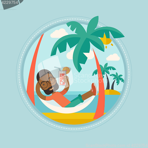 Image of Man chilling in hammock vector illustration.