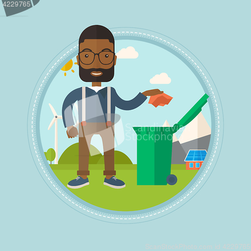 Image of Man throwing away trash vector illustration.