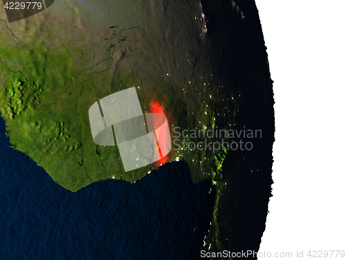 Image of Togo from space during dusk