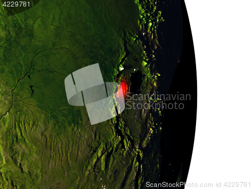 Image of Rwanda from space during dusk