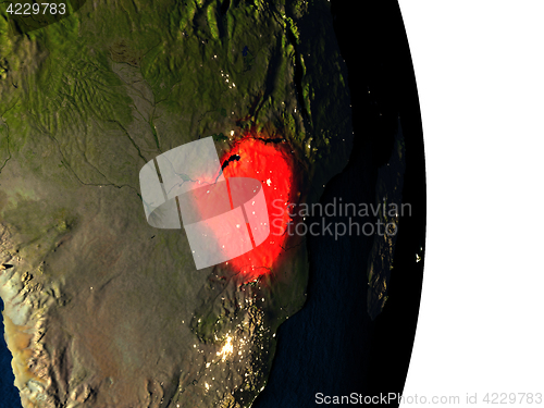 Image of Zimbabwe from space during dusk