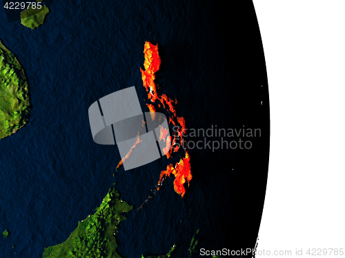 Image of Philippines from space during dusk